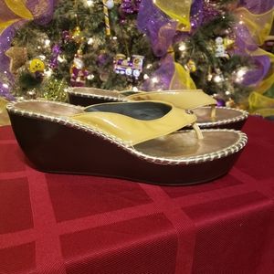 DJP Tan/Gold Sandals with Wedge Heel